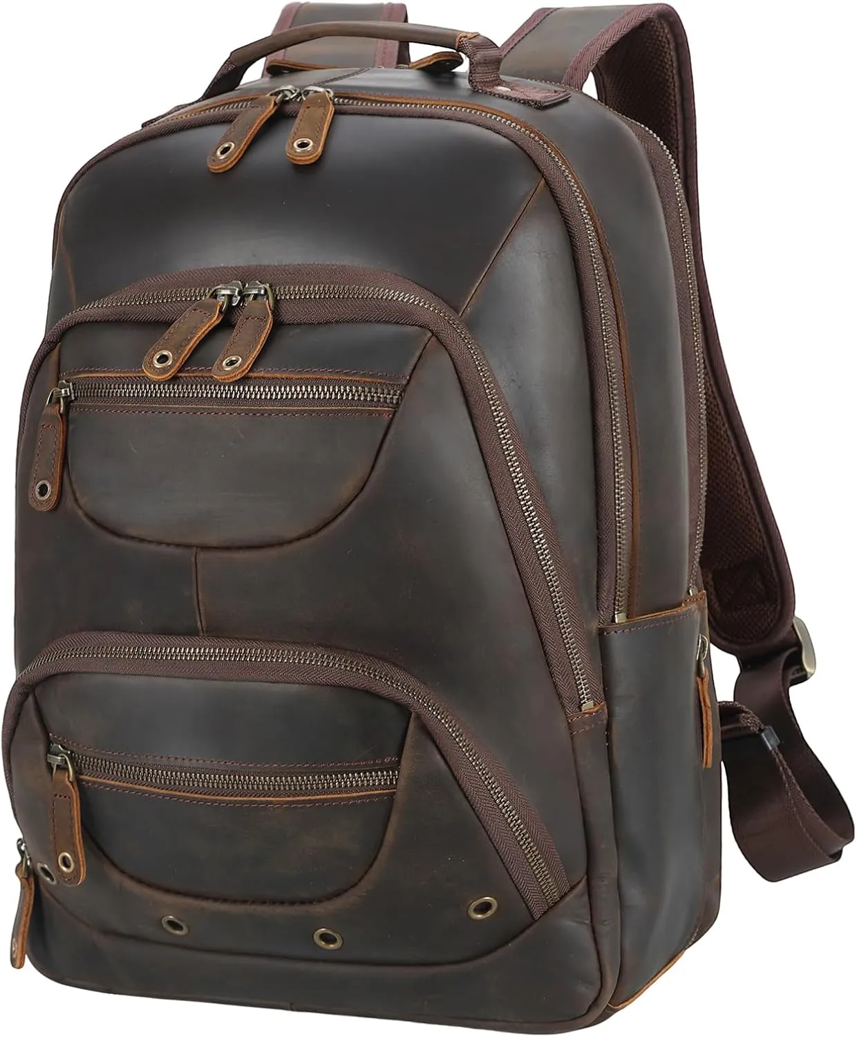 TIDING Vintage Leather Backpack for Men 16" Laptop Bag