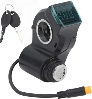 Tissting Electric Scooter Handlebar Switch Lock 10in ABS 3 Pin Digital Battery Power Display Toggle Switch Lock with Keys, Handlebar Control Lock for Bike Scooter