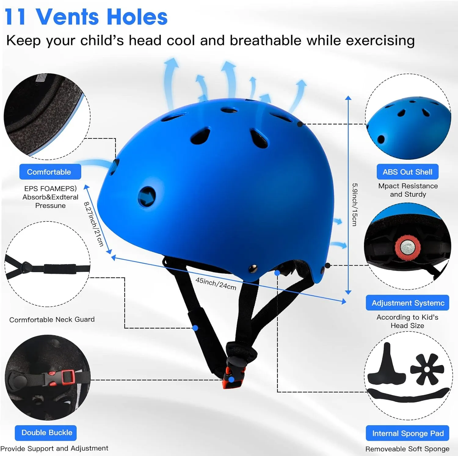 Toddler Kids Bike Helmet Set - Adjustable Cycling Helmet with Knee, Elbow Pads & Wrist Guards Sport Protective Gear Little Kid