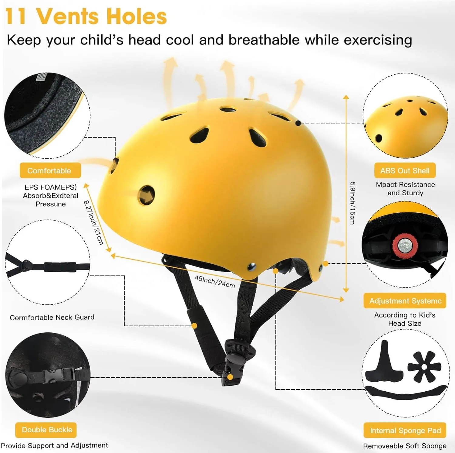 Toddler Kids Bike Helmet Set - Adjustable Cycling Helmet with Knee, Elbow Pads & Wrist Guards Sport Protective Gear Little Kid