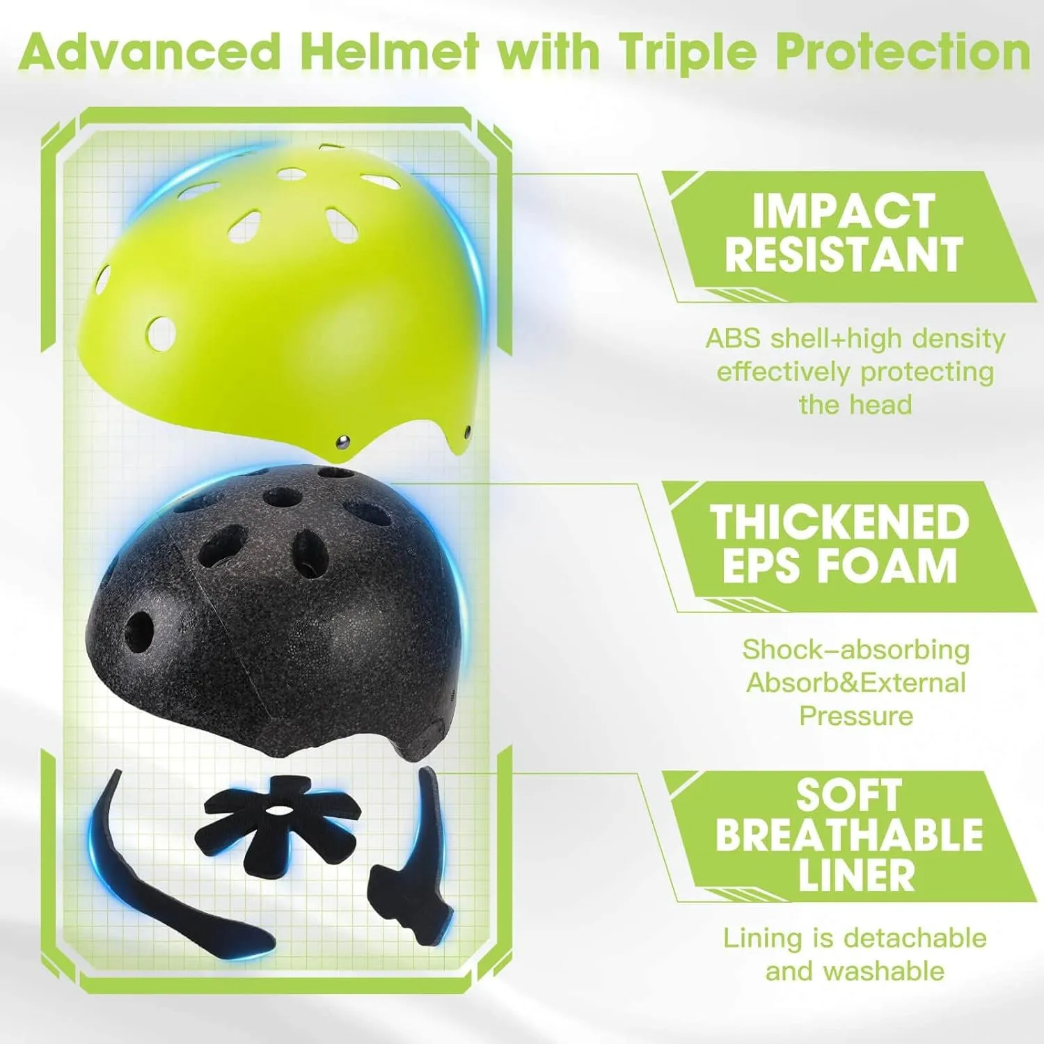 Toddler Kids Bike Helmet Set - Adjustable Cycling Helmet with Knee, Elbow Pads & Wrist Guards Sport Protective Gear Little Kid
