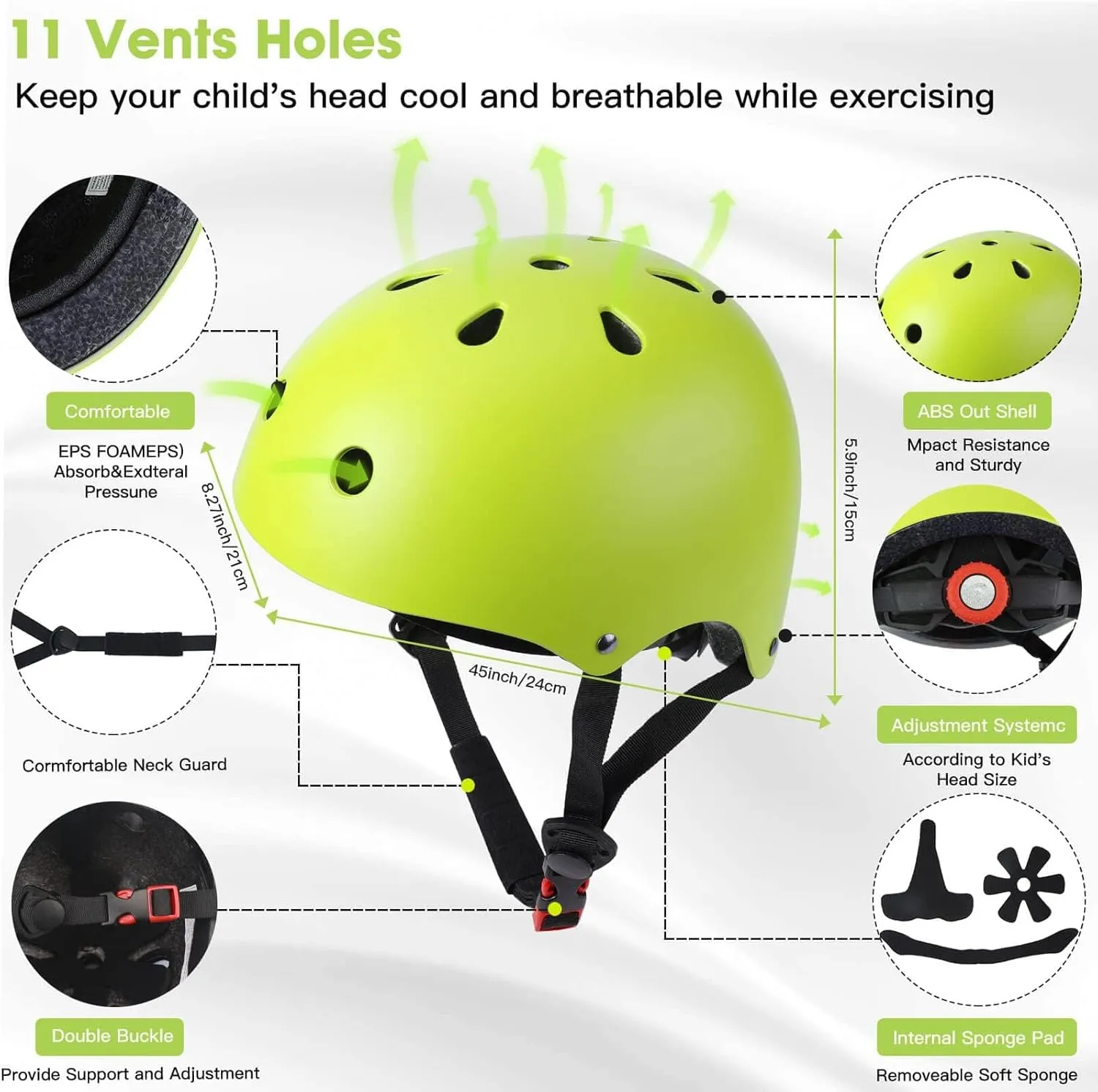 Toddler Kids Bike Helmet Set - Adjustable Cycling Helmet with Knee, Elbow Pads & Wrist Guards Sport Protective Gear Little Kid