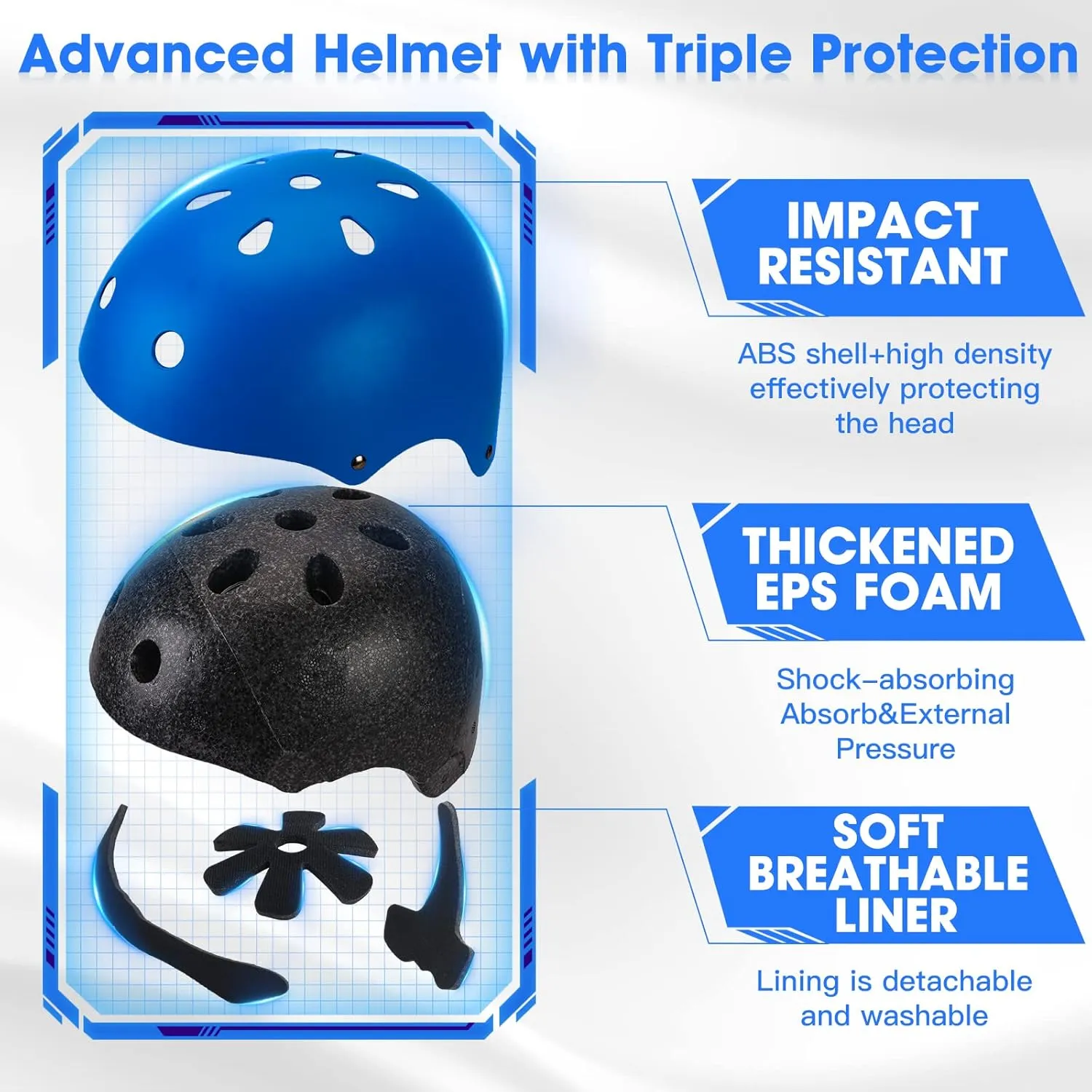 Toddler Kids Bike Helmet Set - Adjustable Cycling Helmet with Knee, Elbow Pads & Wrist Guards Sport Protective Gear Little Kid