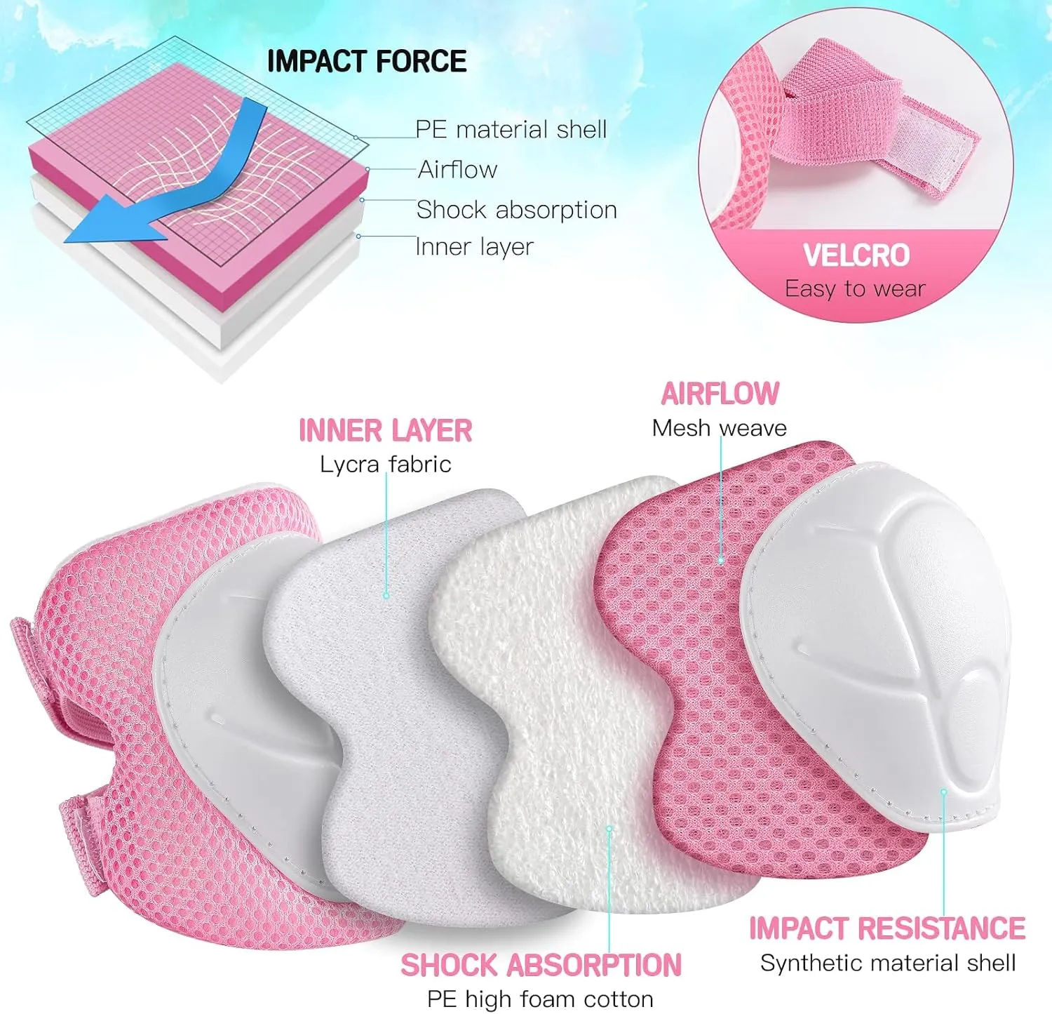 Toddler Kids Bike Helmet Set - Adjustable Cycling Helmet with Knee, Elbow Pads & Wrist Guards Sport Protective Gear Little Kid