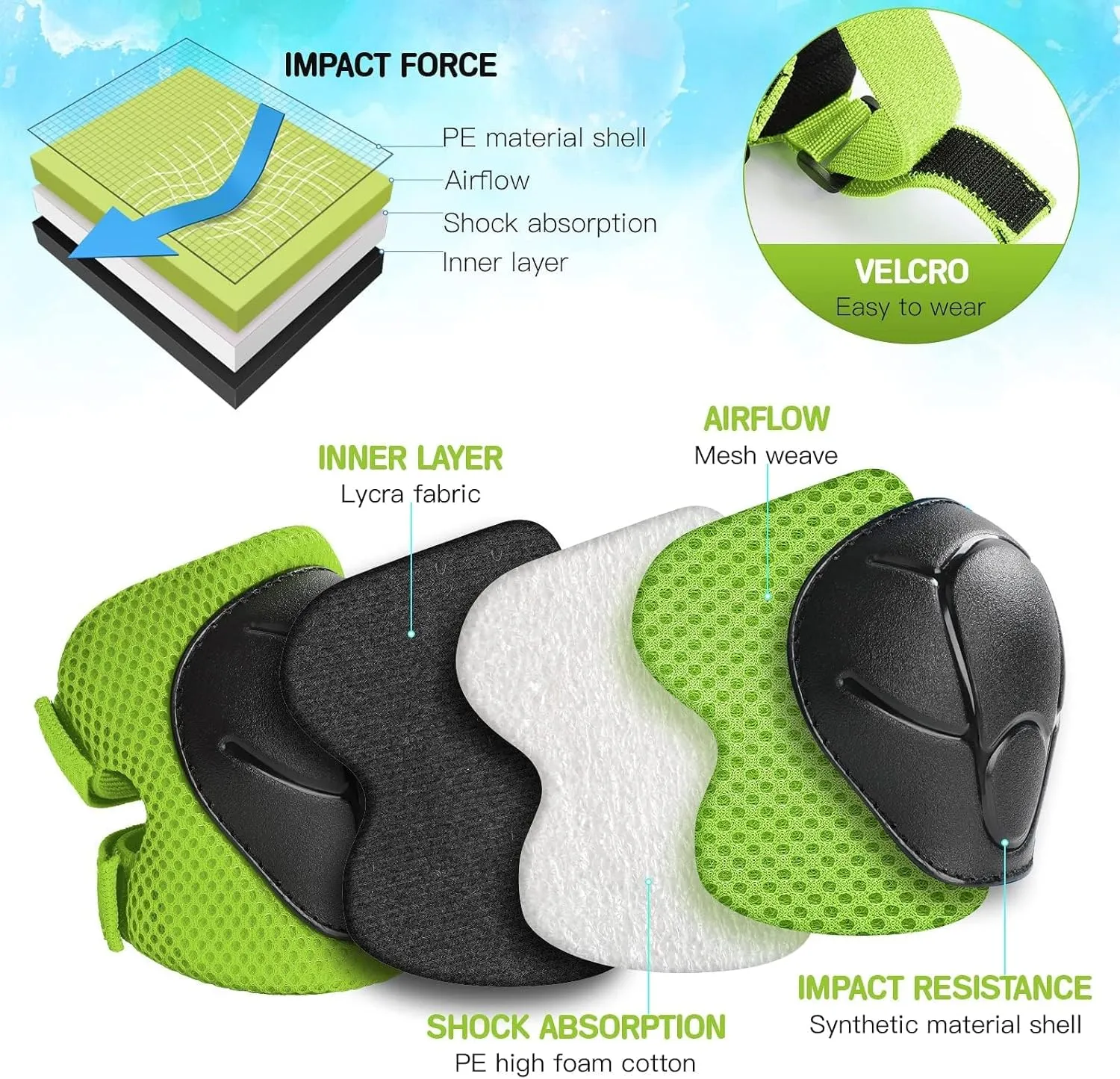 Toddler Kids Bike Helmet Set - Adjustable Cycling Helmet with Knee, Elbow Pads & Wrist Guards Sport Protective Gear Little Kid