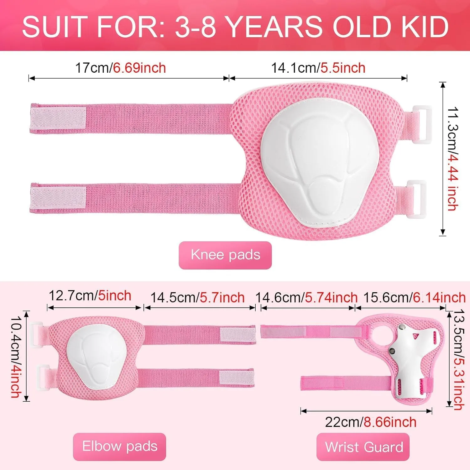 Toddler Kids Bike Helmet Set - Adjustable Cycling Helmet with Knee, Elbow Pads & Wrist Guards Sport Protective Gear Little Kid