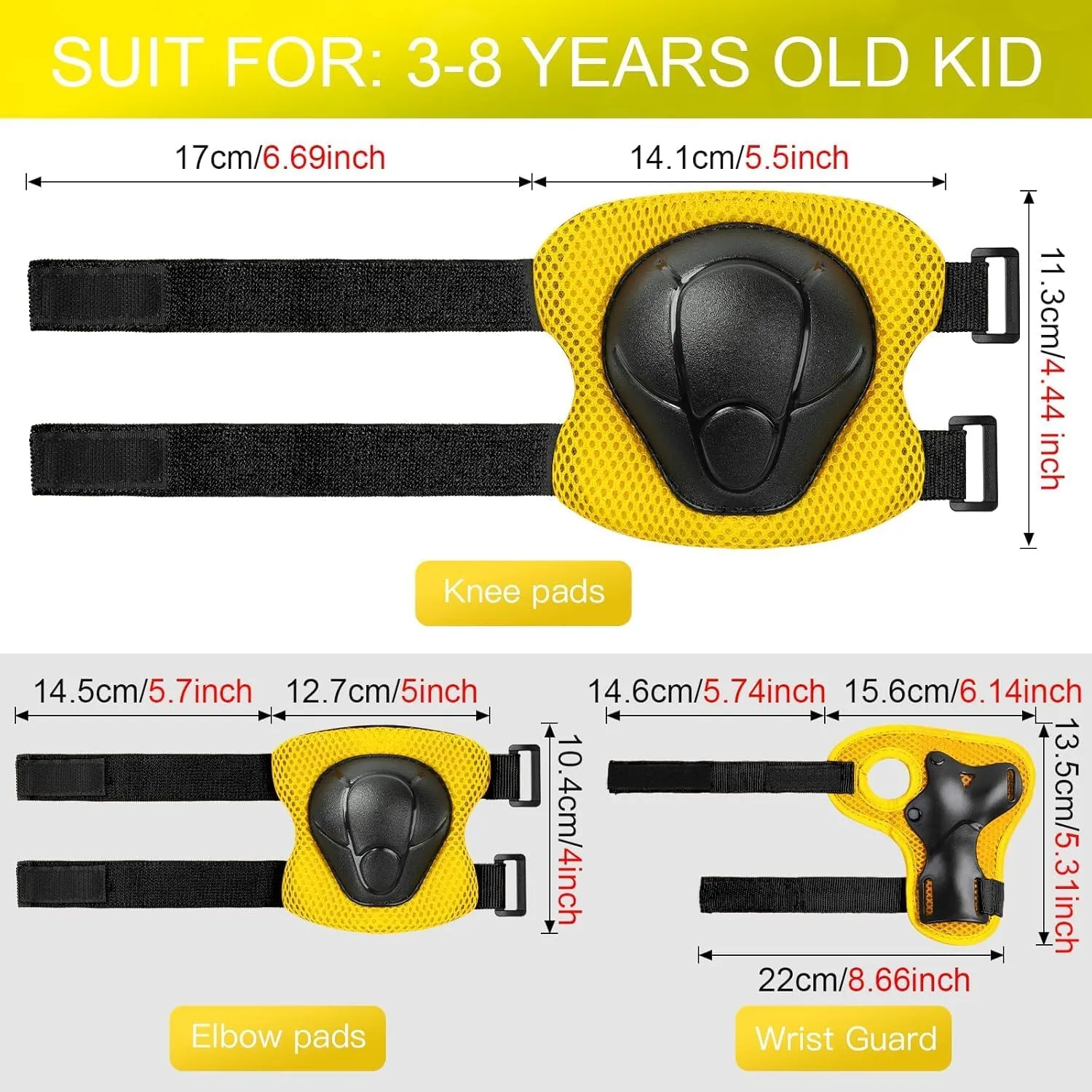 Toddler Kids Bike Helmet Set - Adjustable Cycling Helmet with Knee, Elbow Pads & Wrist Guards Sport Protective Gear Little Kid