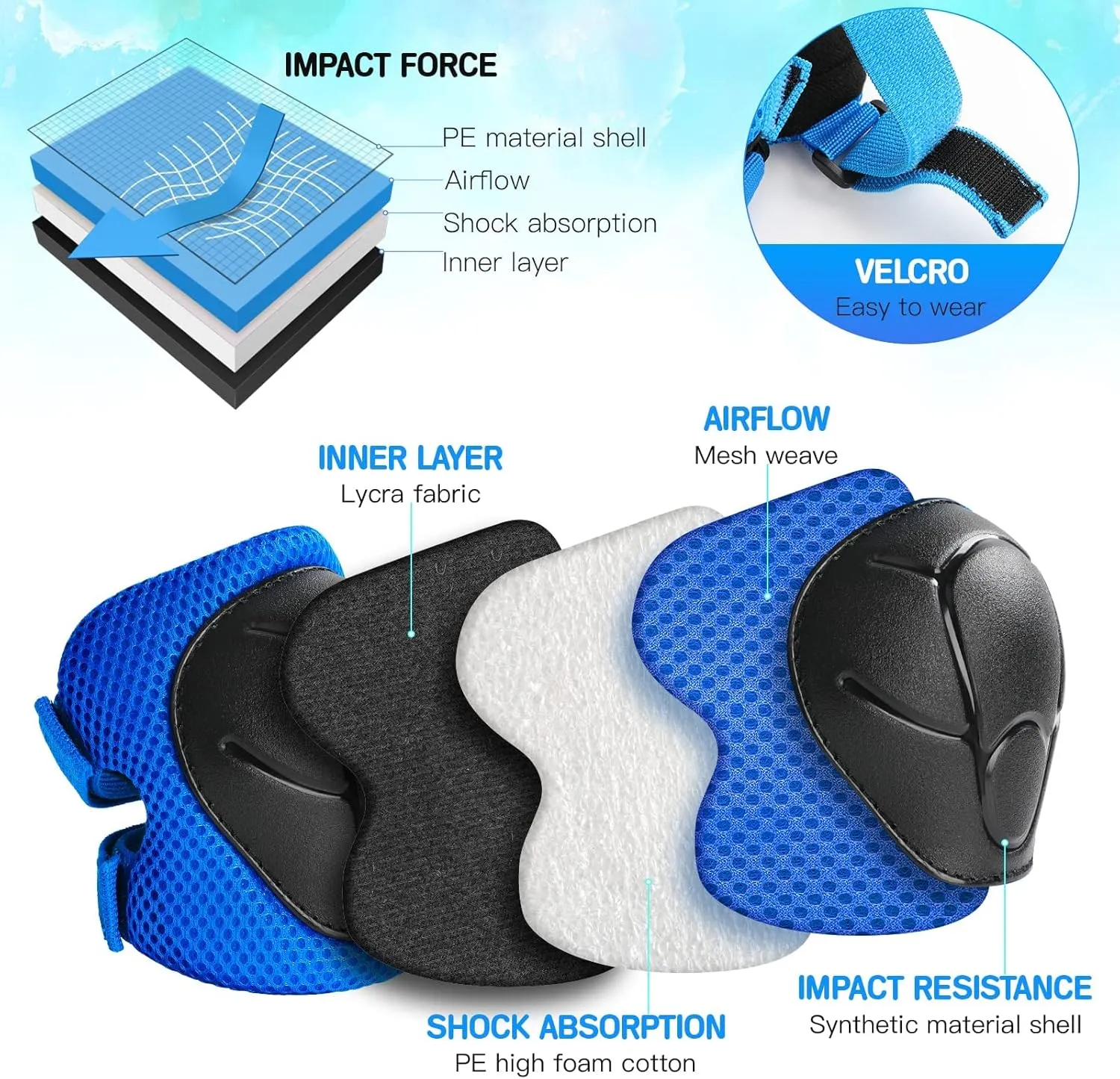 Toddler Kids Bike Helmet Set - Adjustable Cycling Helmet with Knee, Elbow Pads & Wrist Guards Sport Protective Gear Little Kid