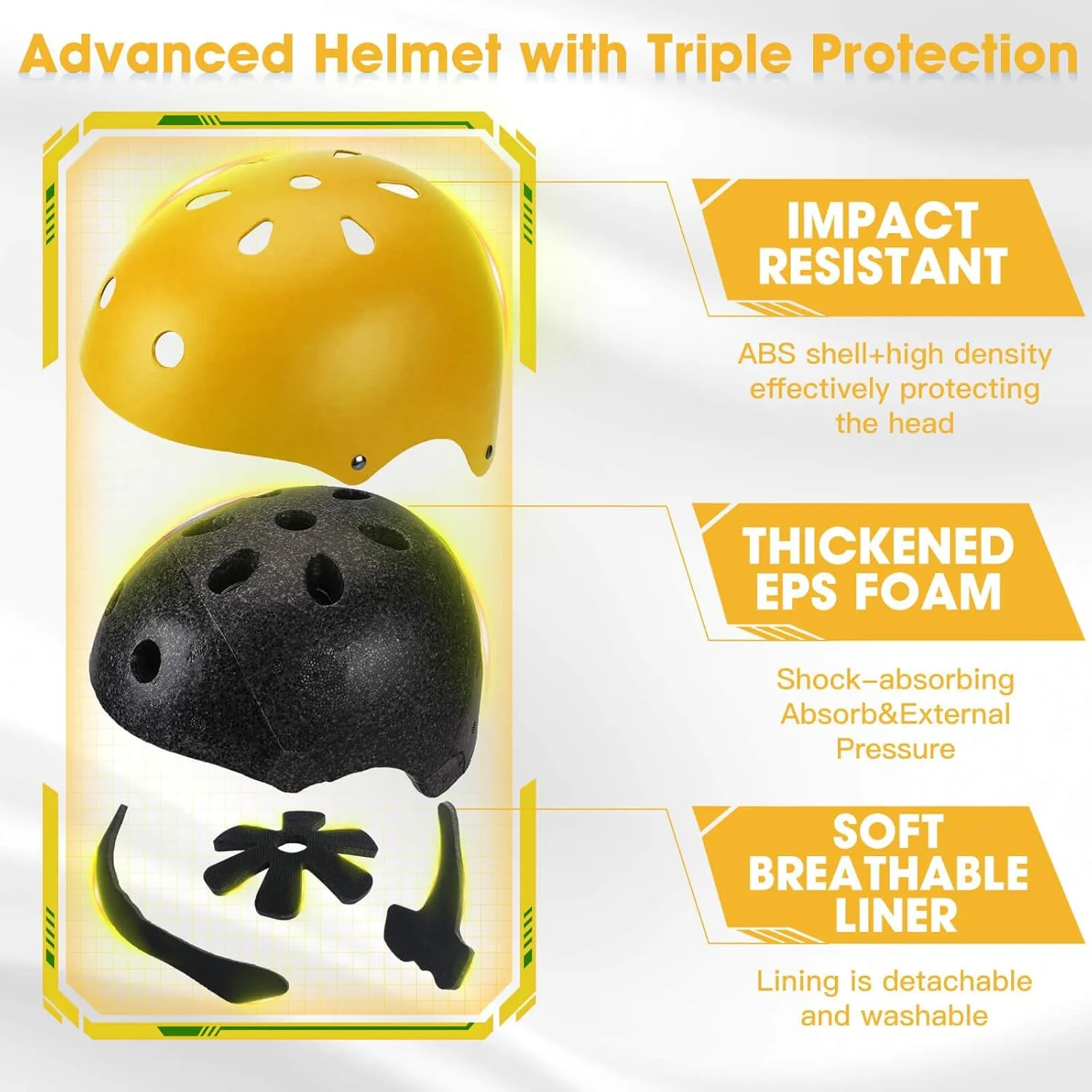 Toddler Kids Bike Helmet Set - Adjustable Cycling Helmet with Knee, Elbow Pads & Wrist Guards Sport Protective Gear Little Kid