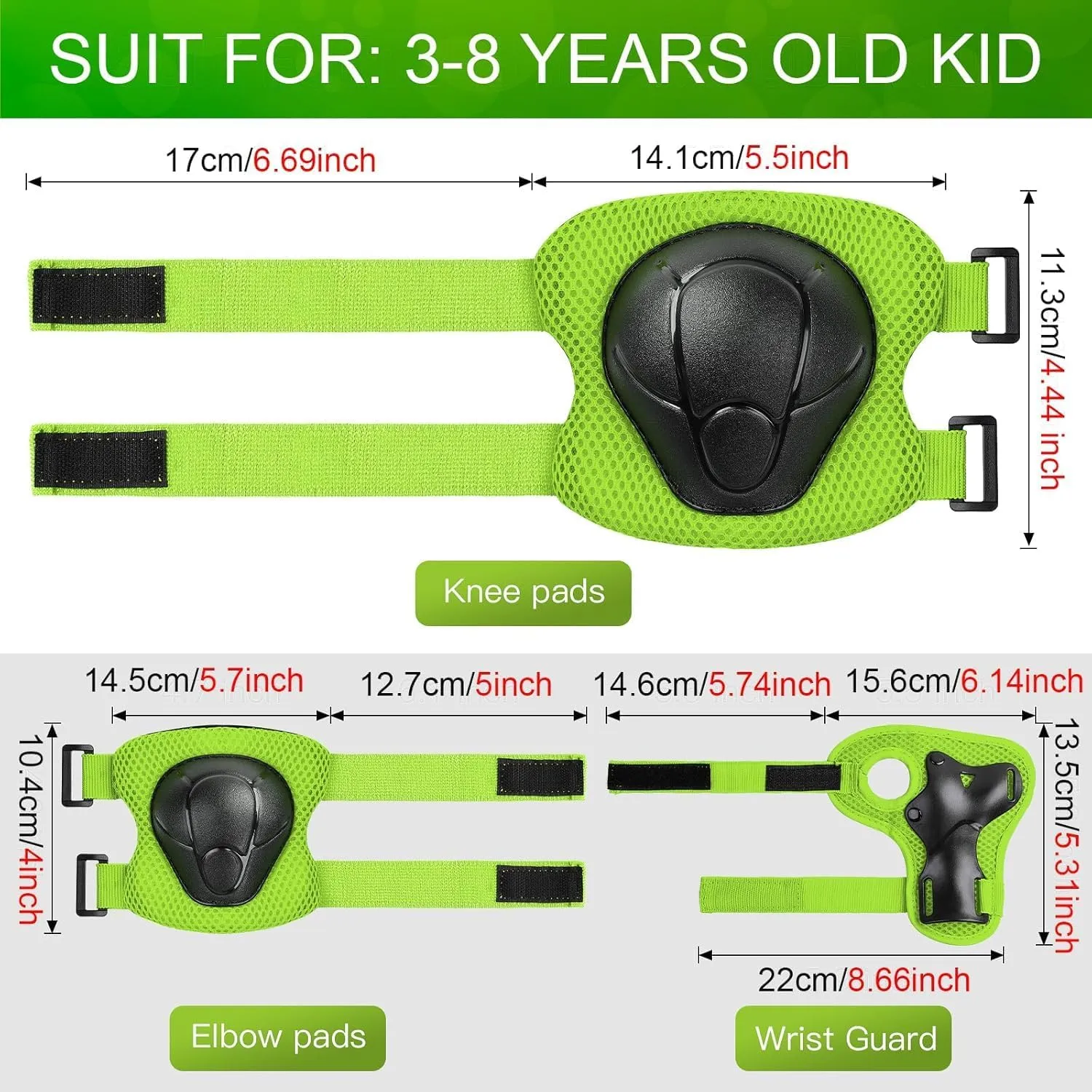 Toddler Kids Bike Helmet Set - Adjustable Cycling Helmet with Knee, Elbow Pads & Wrist Guards Sport Protective Gear Little Kid