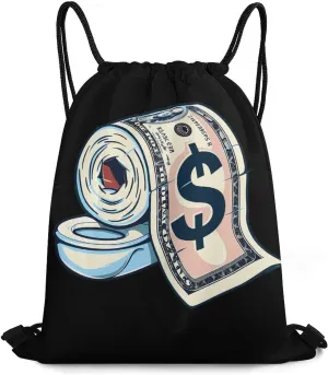 Toilet Paper Shortage Money Drawstring Backpack Durable String Bag Sports Sackpack Cinch Bags for Gym Travel