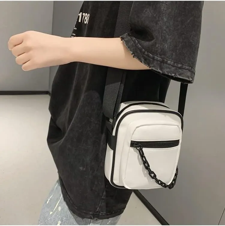 Tooe Grunge Punk Mini Crossbody Bag Emo Japanese Aesthetic Messenger Bag Harakuju Gothic Alt Shoulder Bag Y2k Hippie Purse (White,One size)