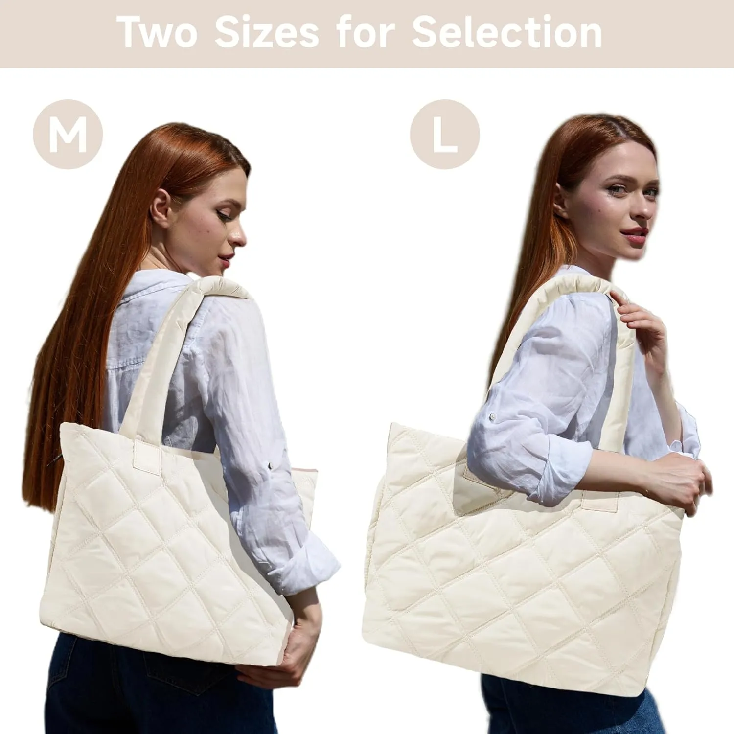 Tote Bag for Women, Puffer Bag with 15.6 Inch Compartment and Multi Pocket for Travel, Work, Gym