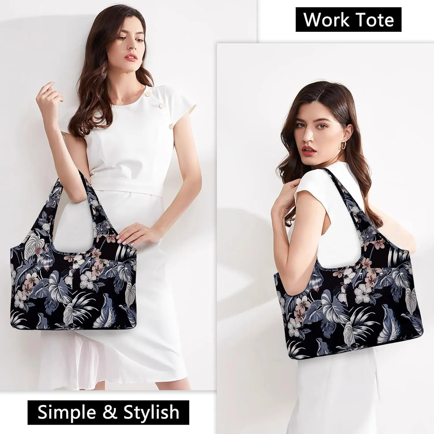 Tote Bag for Women with Wet Umbrella Compartment 13.3” Laptop Sleeve Zipper Shoulder Purse for Work/Shopping/Nursing