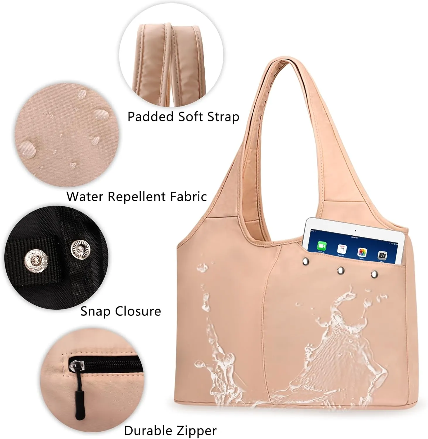 Tote Bag for Women with Wet Umbrella Compartment 13.3” Laptop Sleeve Zipper Shoulder Purse for Work/Shopping/Nursing