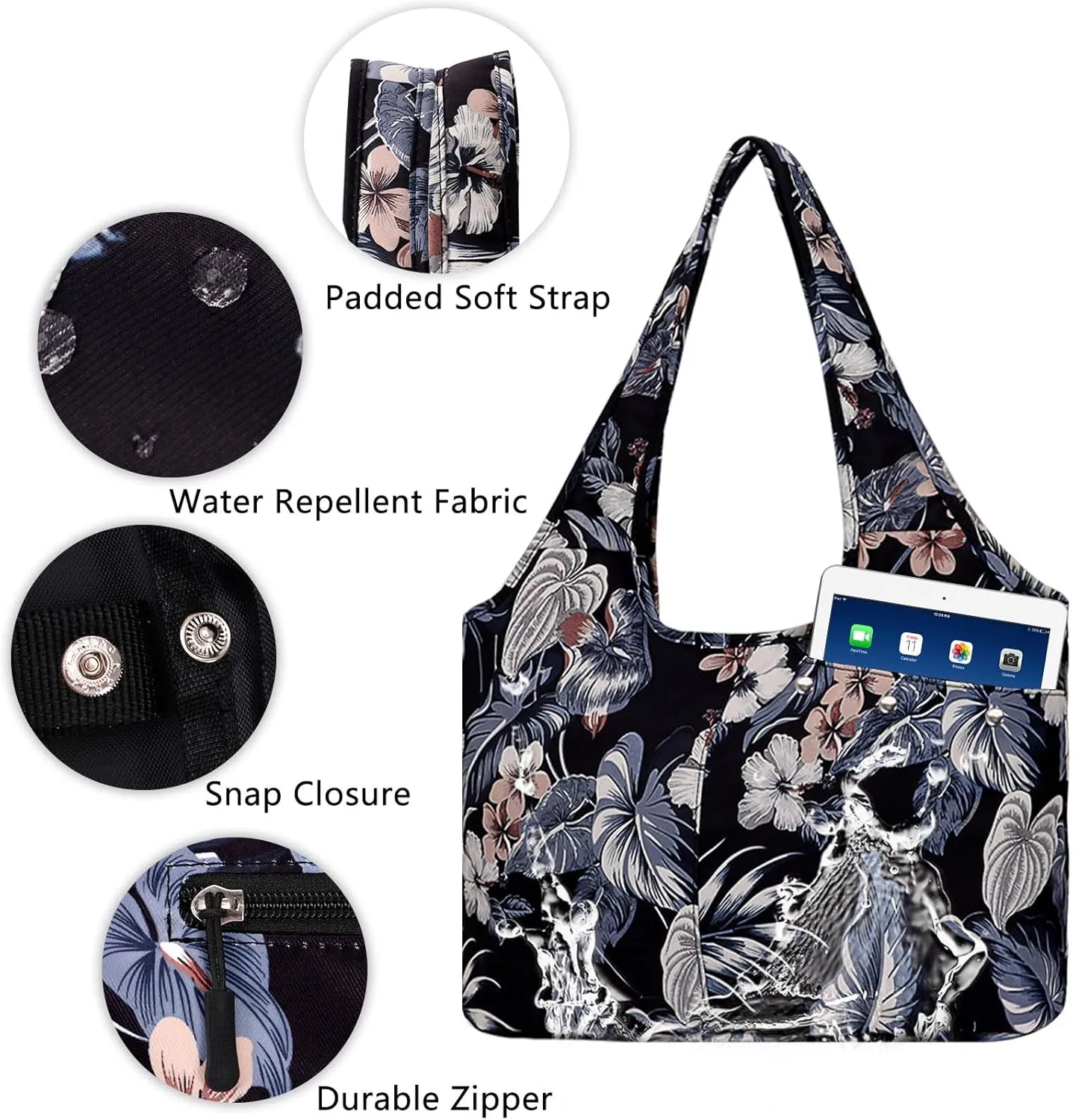Tote Bag for Women with Wet Umbrella Compartment 13.3” Laptop Sleeve Zipper Shoulder Purse for Work/Shopping/Nursing