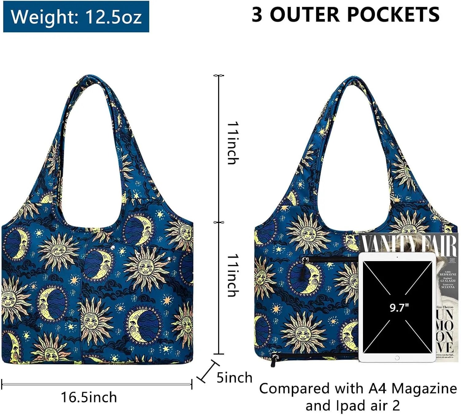 Tote Bag for Women with Wet Umbrella Compartment 13.3” Laptop Sleeve Zipper Shoulder Purse for Work/Shopping/Nursing