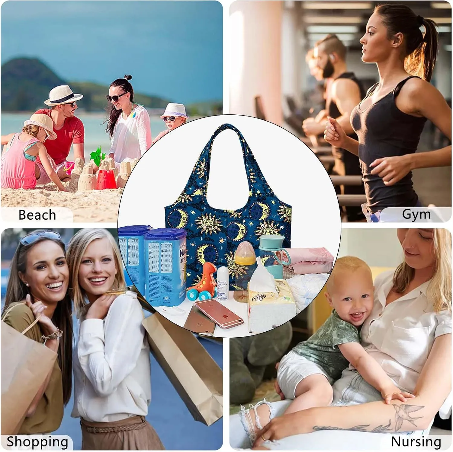 Tote Bag for Women with Wet Umbrella Compartment 13.3” Laptop Sleeve Zipper Shoulder Purse for Work/Shopping/Nursing