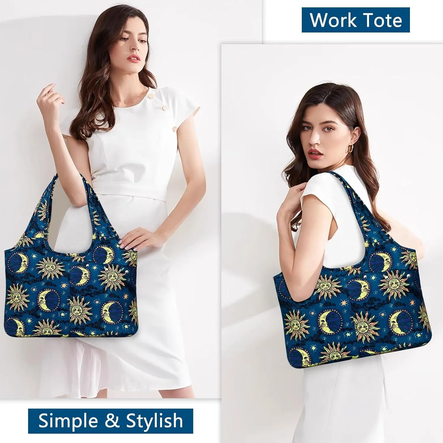 Tote Bag for Women with Wet Umbrella Compartment 13.3” Laptop Sleeve Zipper Shoulder Purse for Work/Shopping/Nursing