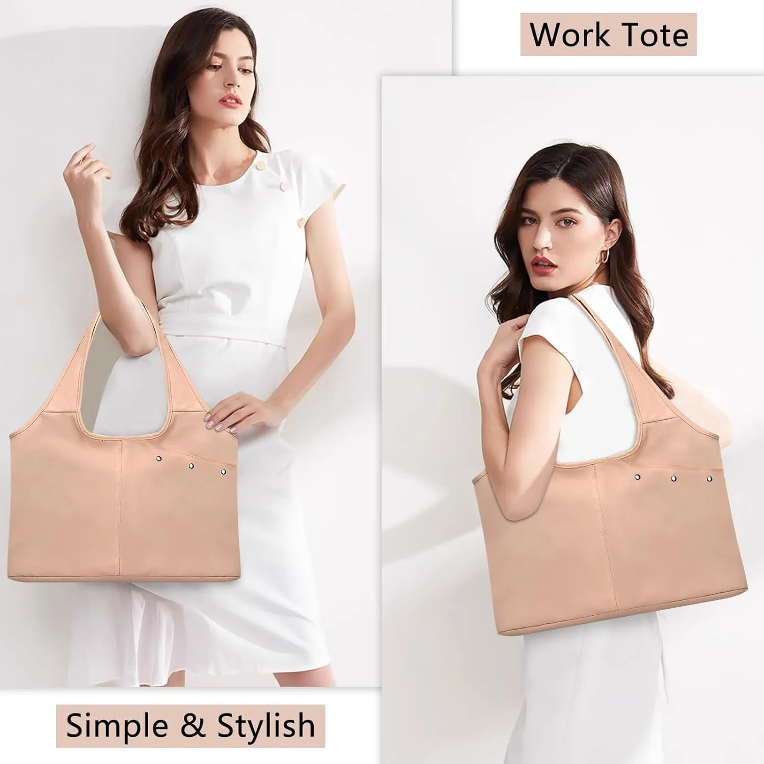 Tote Bag for Women with Wet Umbrella Compartment 13.3” Laptop Sleeve Zipper Shoulder Purse for Work/Shopping/Nursing