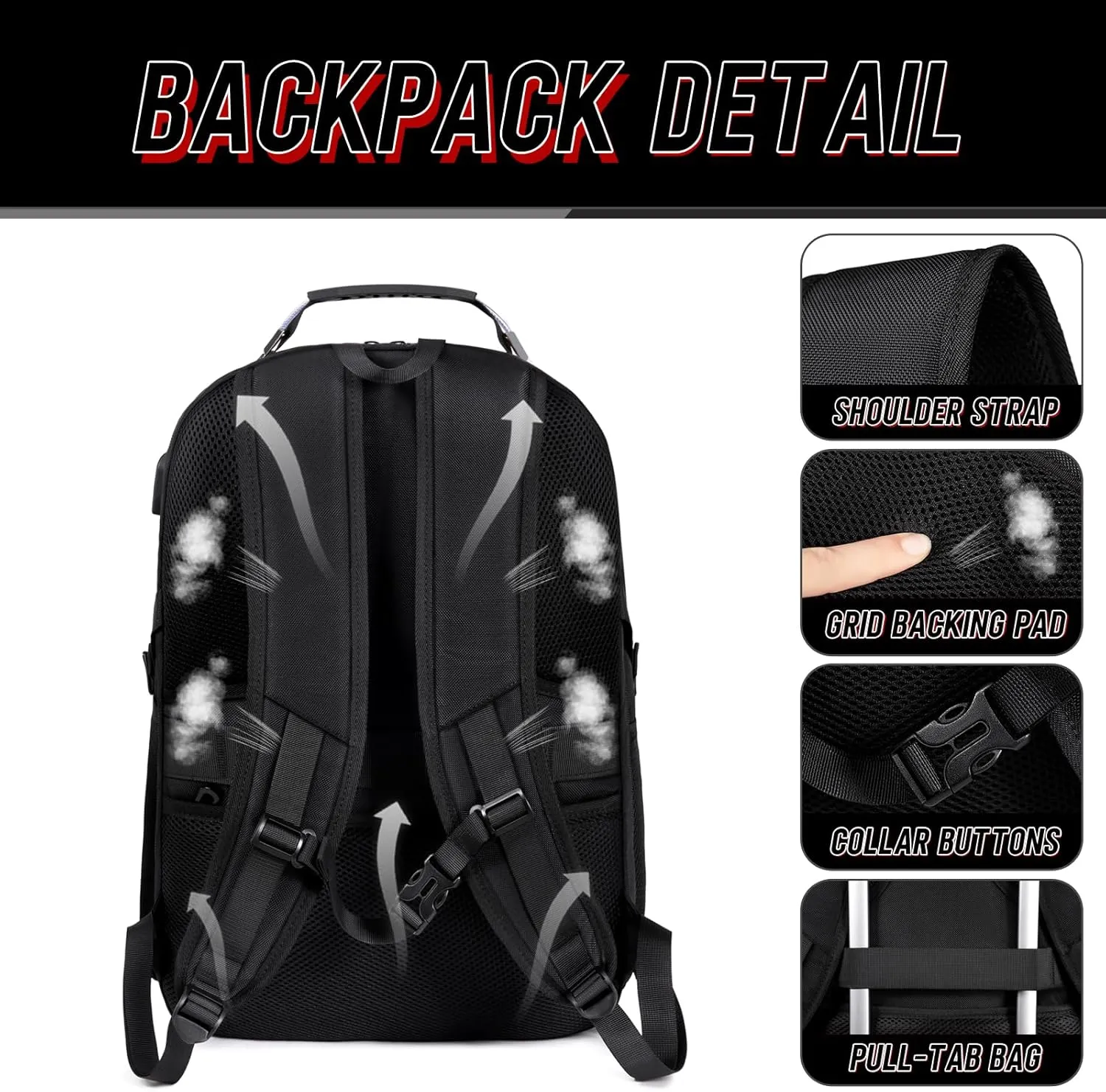 Travel Backpack, 50L Extra Large Travel Laptop backpack, Travel Backpack for Men Women with TSA Airline Approved Luggage Bussiness Backpack, Work Bag with USB Charge Port Fits 17 Inch Computer, Black