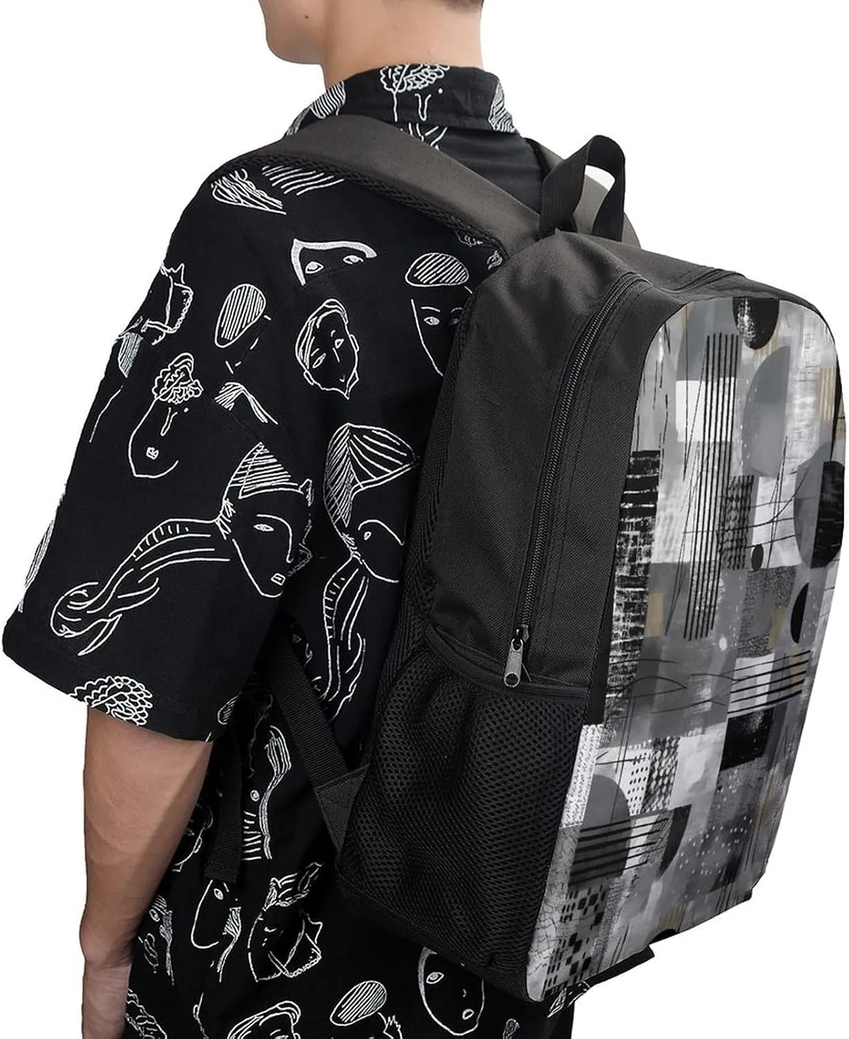 Travel Backpack for Men Women Daypack Black And White Pattern Laptop Backpack Computer Bag Business Work Bag for Work