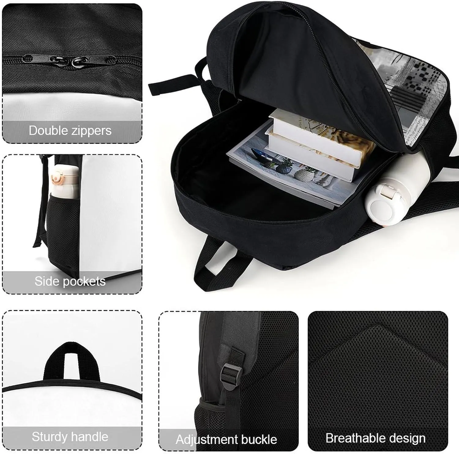 Travel Backpack for Men Women Daypack Black And White Pattern Laptop Backpack Computer Bag Business Work Bag for Work