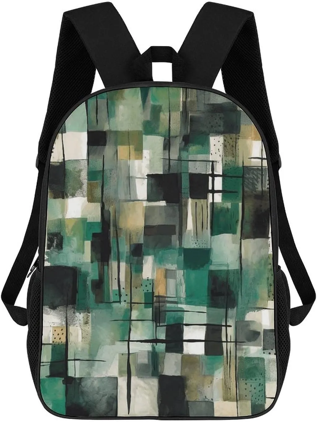 Travel Backpack for Men Women Daypack Green Square Pattern Laptop Backpack Computer Bag Business Work Bag for Work