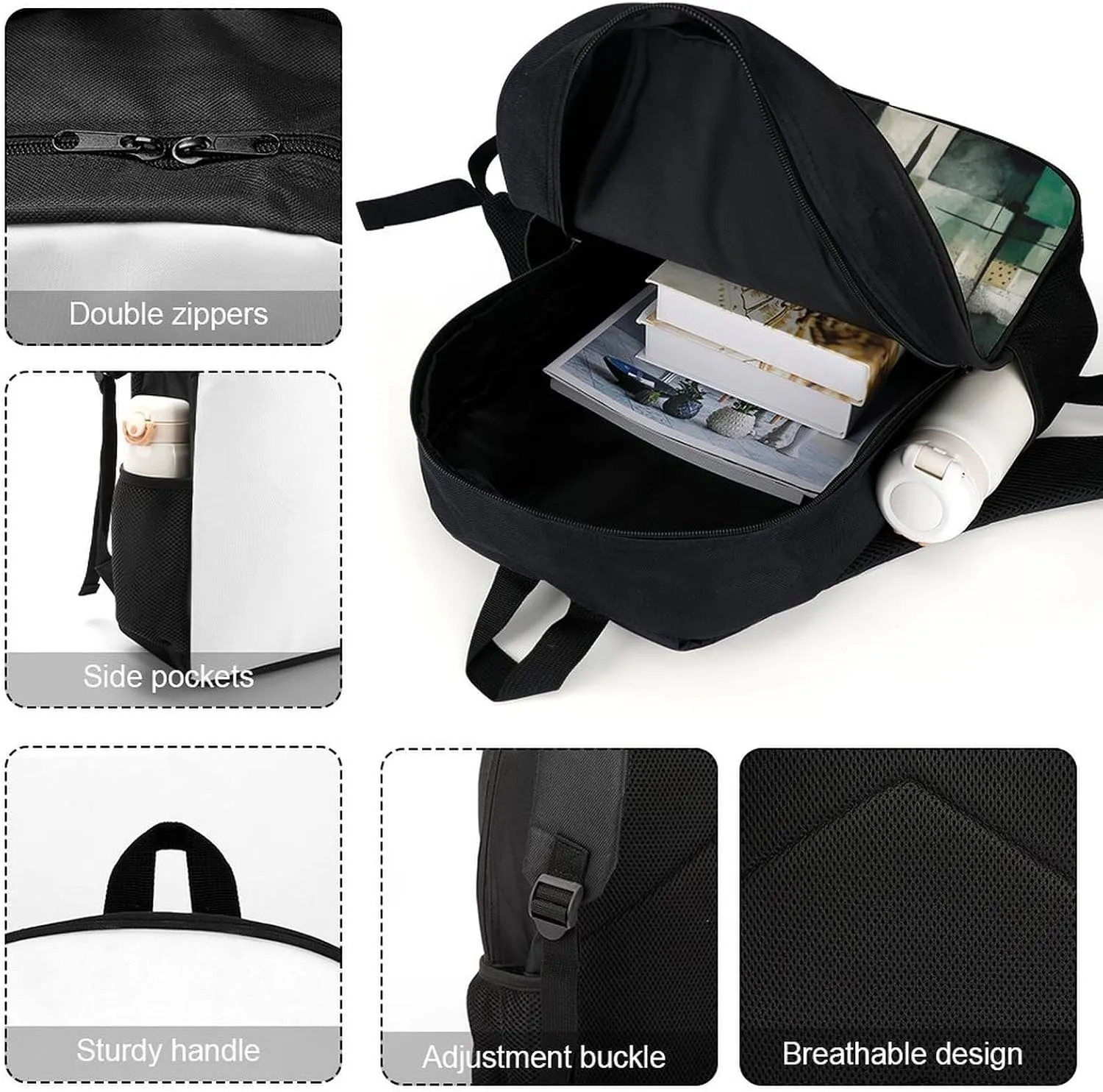 Travel Backpack for Men Women Daypack Green Square Pattern Laptop Backpack Computer Bag Business Work Bag for Work