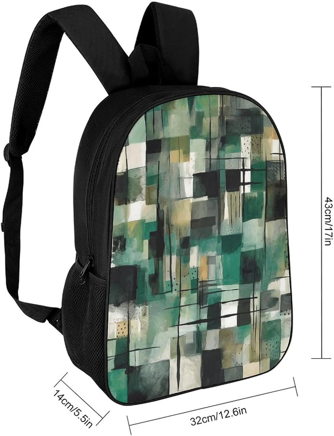 Travel Backpack for Men Women Daypack Green Square Pattern Laptop Backpack Computer Bag Business Work Bag for Work
