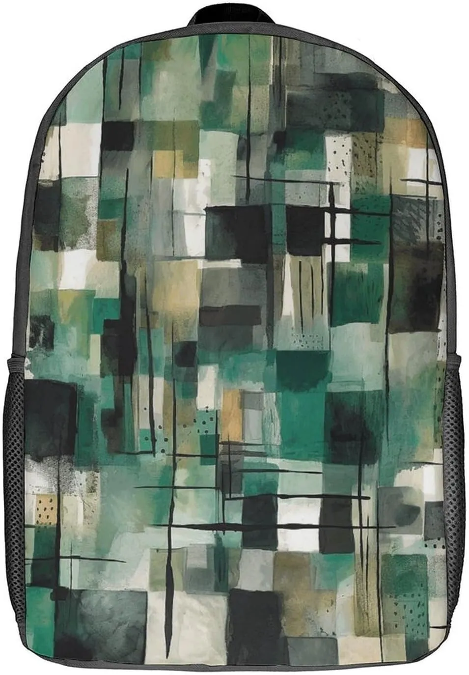 Travel Backpack for Men Women Daypack Green Square Pattern Laptop Backpack Computer Bag Business Work Bag for Work