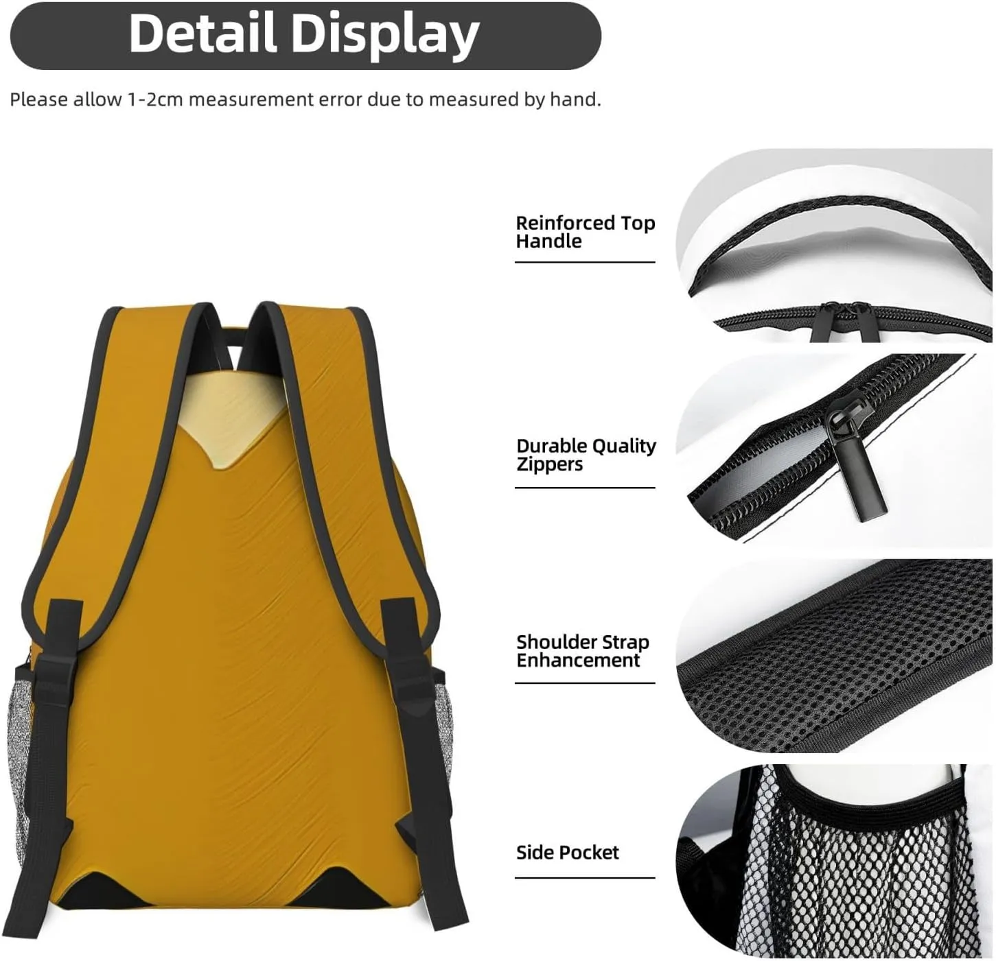 Travel Backpack for Women Carry on Backpack Mustard Yellow and Black Lightweight Laptop Backpack for Men