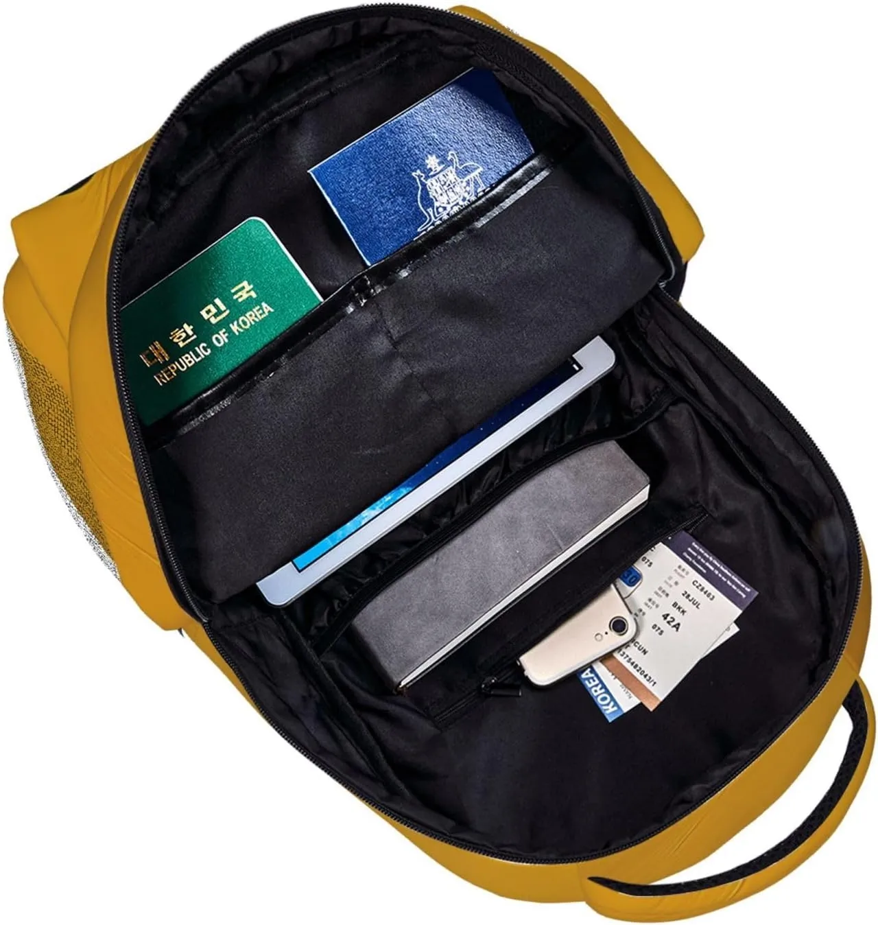 Travel Backpack for Women Carry on Backpack Mustard Yellow and Black Lightweight Laptop Backpack for Men