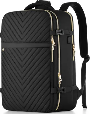 Travel Backpack for Women, Flight Approved Carry On Backpack for Airplanes, Large 40L Suitcase Backpacks Lightweight Luggage Bags Fit 17 Inch Laptop, Black
