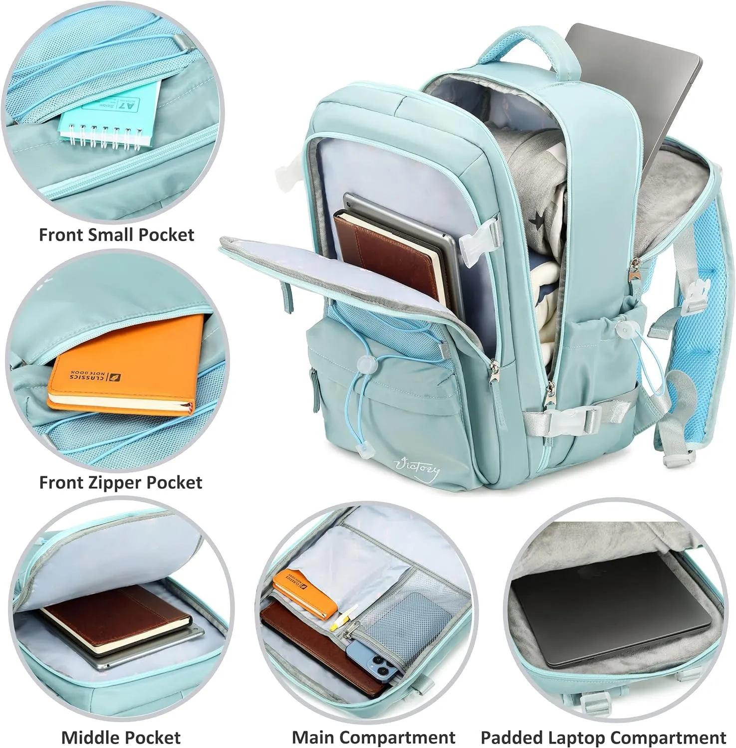 Travel Backpack for Women Men 17 Inch Laptop Backpacks with USB Port Carry on Bag Airline Approved Large College School Bookbags Waterproof Work Business Sport Rucksack Casual Daypack (Green)