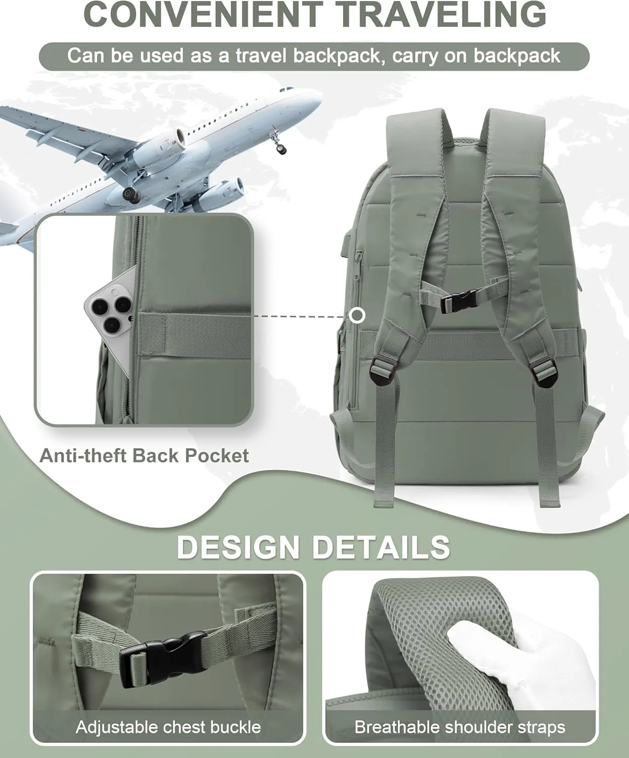Travel Backpack For Women,Carry On Backpack Airline Approved,Laptop Work Backpacks For Men,Personal Item Travel Bag