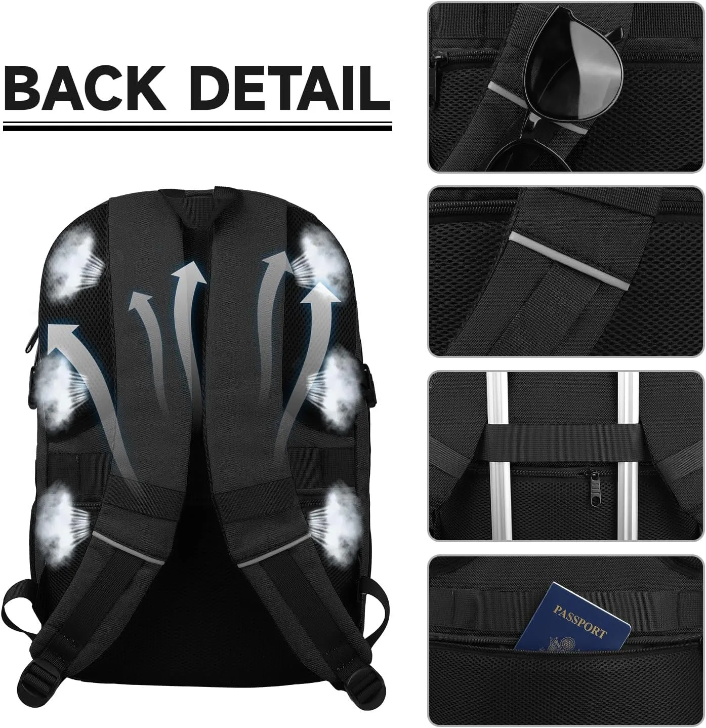 Travel Backpack, Large Carry on Backpack, 17 Inch Laptop Bag, Big Sturdy TSA-Friendly with USB Port College School Rucksack Bag, Gifts for Him Men Women, Black