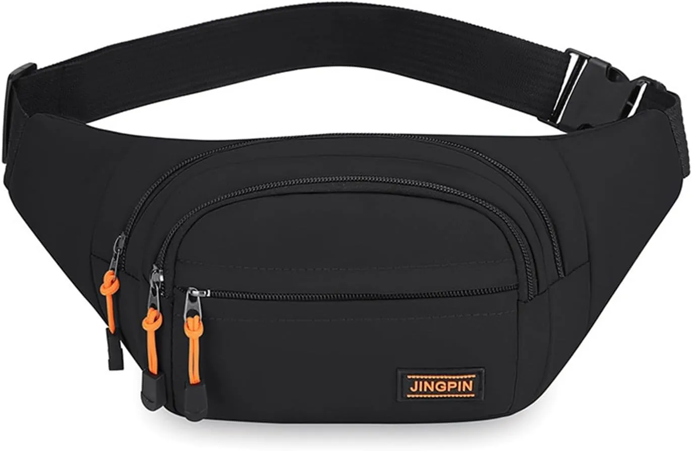 Travel bag, travel waist bag, waterproof Oxford cloth, small compartment classification, suitable for sports riding,(Black)