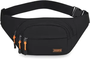 Travel bag, travel waist bag, waterproof Oxford cloth, small compartment classification, suitable for sports riding,(Black)