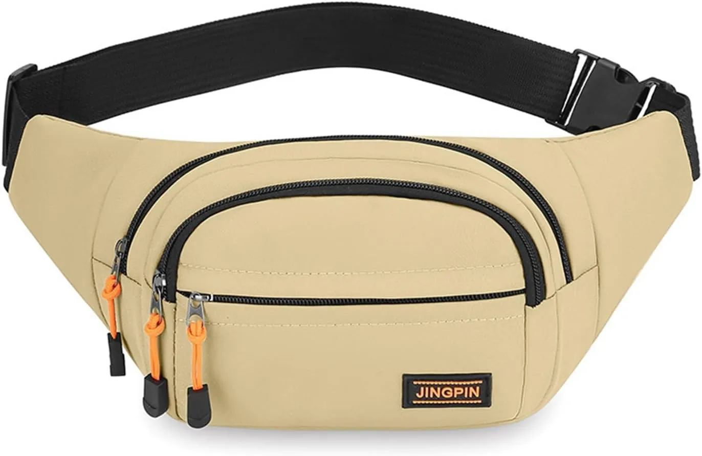 Travel bag, travel waist bag, waterproof Oxford cloth, small compartment classification, suitable for sports riding,(Earthen yellow)