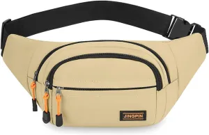 Travel bag, travel waist bag, waterproof Oxford cloth, small compartment classification, suitable for sports riding,(Earthen yellow)