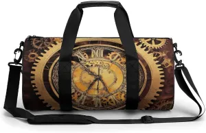 Travel Duffel Bag for Men Women, Foldable Lightweight Gym Yoga Bag with Wet Pocket Cool Steampunk Gears Sport Handbag