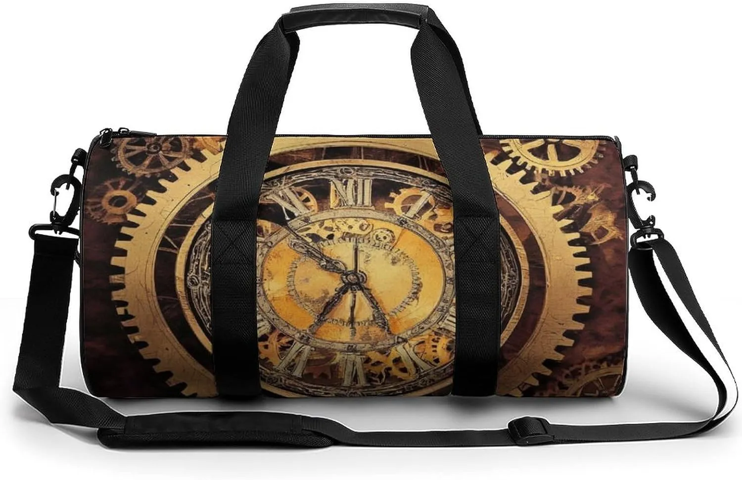 Travel Duffel Bag for Men Women, Foldable Lightweight Gym Yoga Bag with Wet Pocket Cool Steampunk Gears Sport Handbag