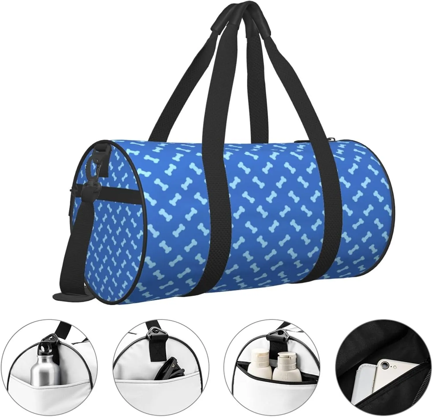Travel Duffle Bag for Men Women, Bones Blue Duffle Bags for Sport Gym Overnight Luggage