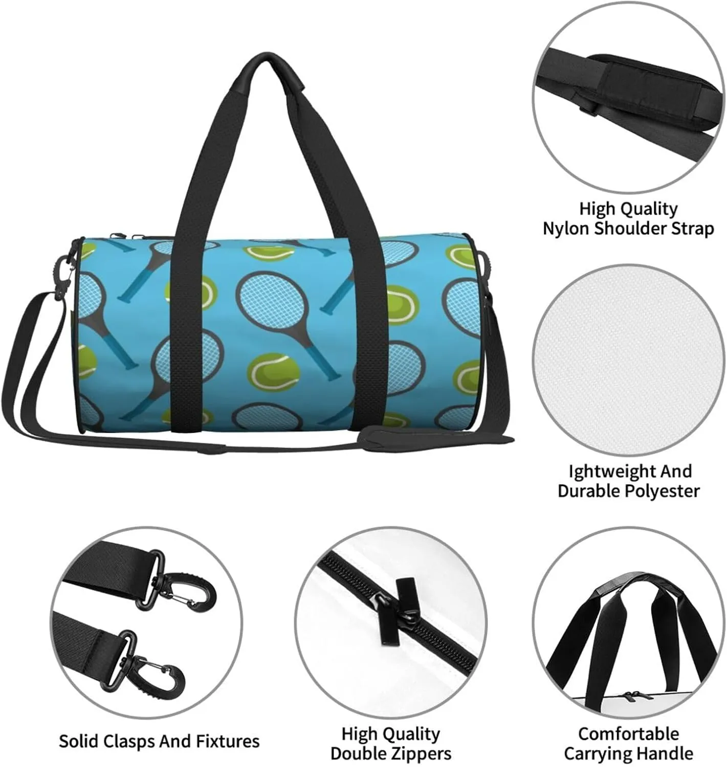 Travel Duffle Bag for Men Women, Tennis Ball Racket Duffle Bags for Sport Gym Overnight Luggage