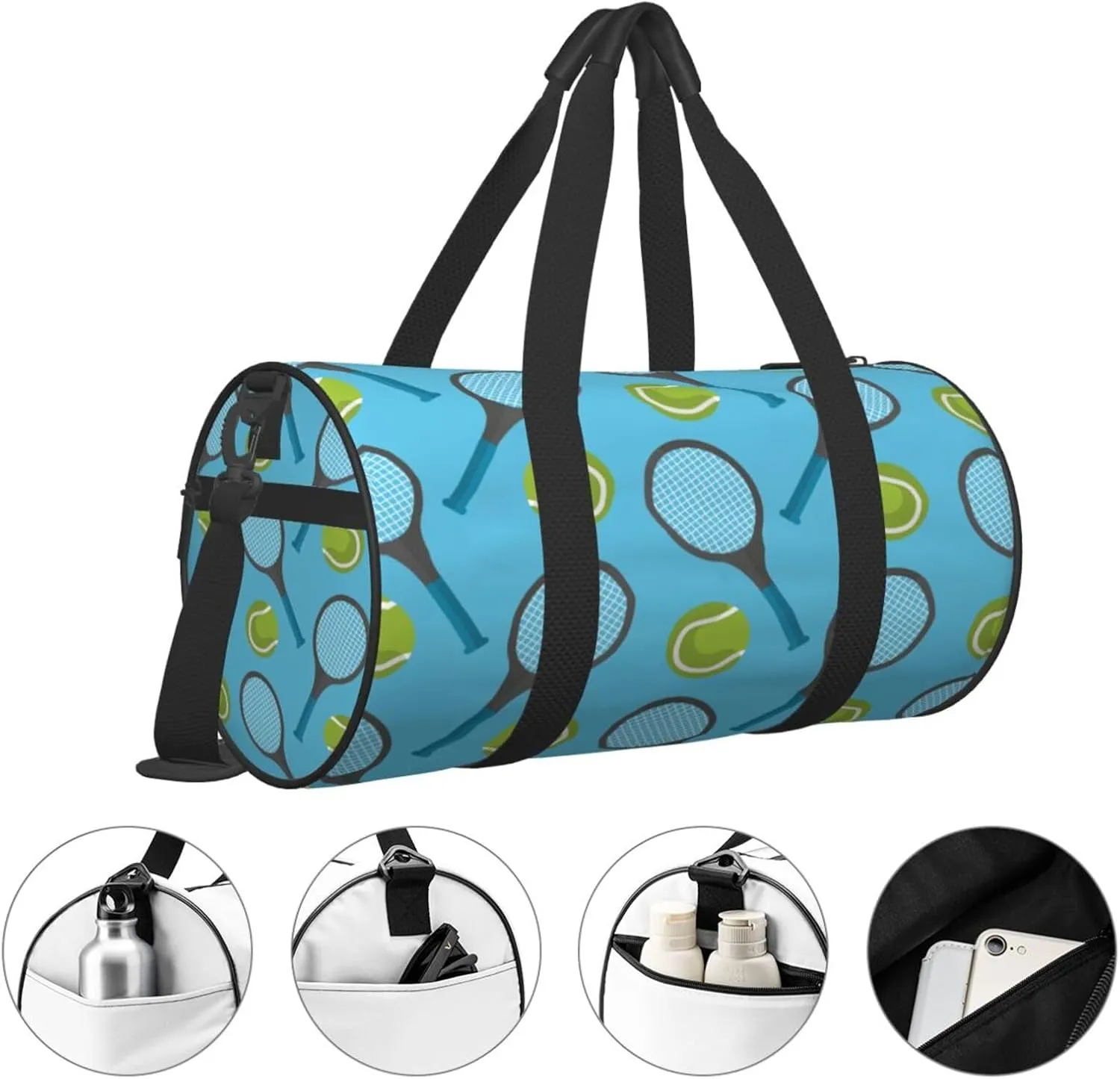 Travel Duffle Bag for Men Women, Tennis Ball Racket Duffle Bags for Sport Gym Overnight Luggage
