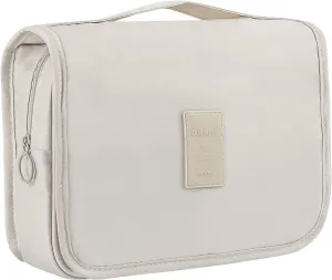 Trawila Travel Hanging Toiletry Bag Cosmetic Bag Makeup Organizers for Men & Women with Sturdy Hook (Beige)