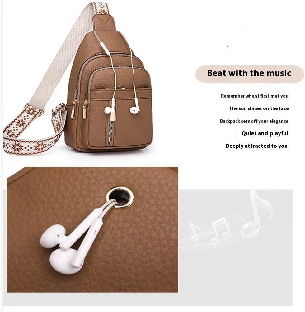 Treadcrck Women's Fashion Casual Solid Color Crossbody Bag, Multi-Compartment Design Small and Portable(White Khaki)