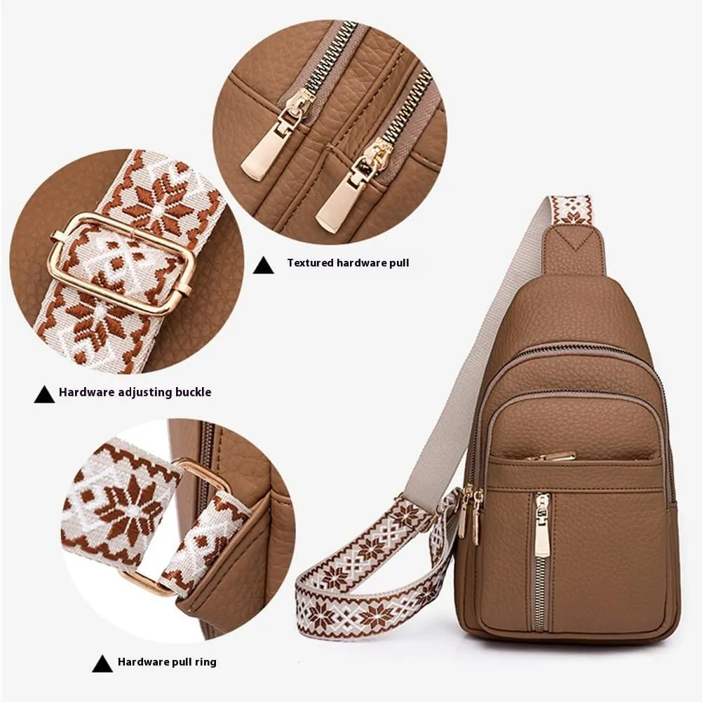 Treadcrck Women's Fashion Casual Solid Color Crossbody Bag, Multi-Compartment Design Small and Portable(White Khaki)