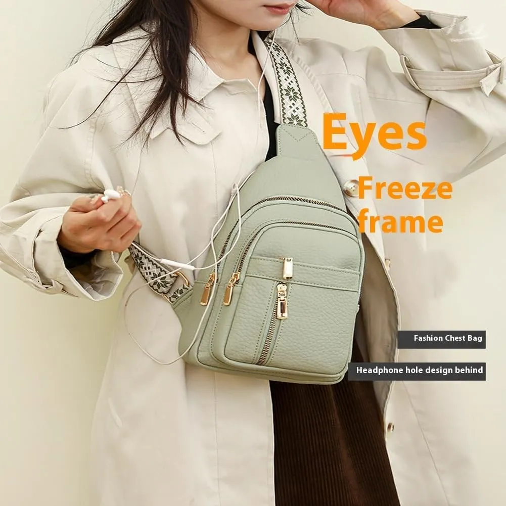 Treadcrck Women's Fashion Casual Solid Color Crossbody Bag, Multi-Compartment Design Small and Portable(White Khaki)